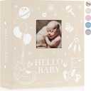 Lanpn Baby Photo Album 4x6 600 Pockets, Linen Photo Book Newborn Bebe Album Memory Book with DIY Window Holds 600 Horizontal and Vertical Pictures Gift for Boy Girl Baby Shower Beige