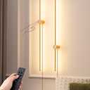 EDISHINE Plug in Wall Sconces, Stepless 2700K-6000K Dimmable Wall Sconce Set of Two, 39.4" Touch LED Wall Light with Remote, 350 Rotation Night Light with Timer for Living Room Bedroom Hallway (Gold)