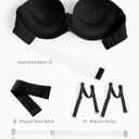 Strapless Bra with Clear Back Invisible Strap Push Up Padded Underwire Backless Halter Bralette 36C, Black