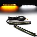 FXC 2x Universal Flexible LED Turn Signal Tail Brake License Plate Light Integrated for Motorcycle Bike ATV Car RV SUV, Brake/Running Tail Light(2Pack) (Amber White)