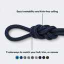 3/8 in x 15 ft Double Braided Dock Line, Navy, 12 in Eye, Durable Marine Mooring Rope for Boats, Kayaks, and Pontoons up to 27 ft, Abrasion-Resistant Finish