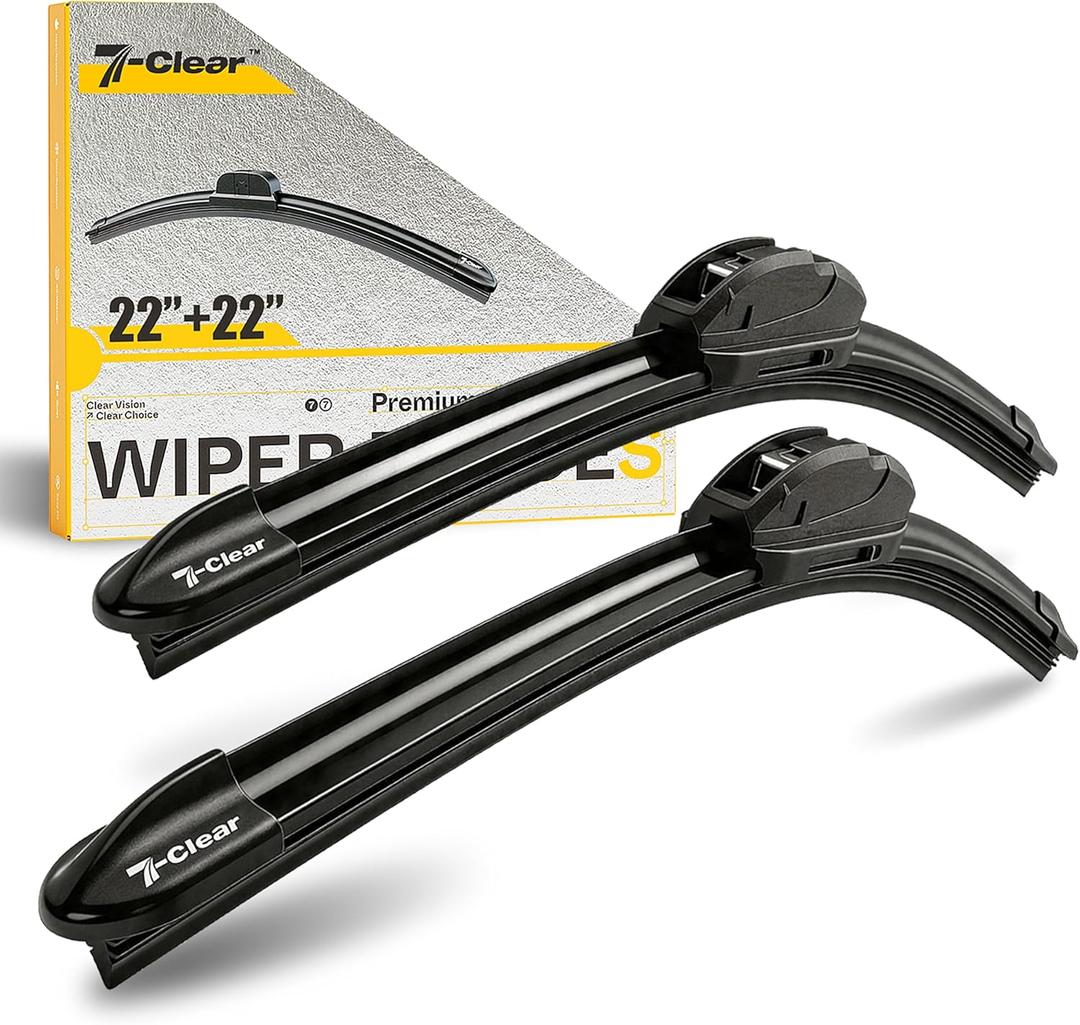 22"+22" Windshield Wiper Blades, Fit for Ford F-150, Chevrolet Silverado 1500, GMC Sierra 1500, RAM 1500, (Pack of 2), OEM Quality Replacement Wipers, All-Season Aerodynamic Design
