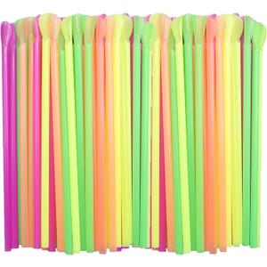 1200 Pieces Disposable Spoon Straws Plastic Colorful Long Milkshake Straws