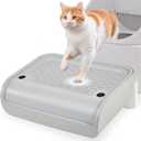 SpaceTime Elevated Cat Litter Mat for Litter Box,Trapping Litter Ramp/Steps for Floor Indoor,Washable Easy Cleaning Cat Pad with Filter Function,Suitable for Kitty & Senior Cats (Grey-Arc Shape)