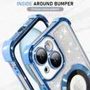 KANGHAR for iPhone 15 Case, Support for MagSafe [Four Corner Cushion Series] Kickstand Electroplate Edge Shockproof Durable Full Body Protection for Girls Women -Blue