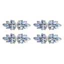 uxcell 4Pcs Rhinestone Crystal Applique, Handmade Beaded Patches Sew on Patch Crystal Sewing Applique for Bridal Sash Wedding Dress Shoes Bags, Light Blue/Silver White