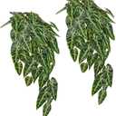 2 Packs UV Resistant Artificial Hanging Plants Outdoors & Indoors, 33" Large Fake Pothos Ivy Vines Plants Faux Monstera Hanging Greenery for Planter, Shelf, Window Box, Porch, Patio, Garden Decor