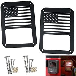 1Pack Rear Tail Light Covers Guards Compatible with 2007-2018 Jeep Wrangler JL JK Accessories,Light Guard(American Flag)