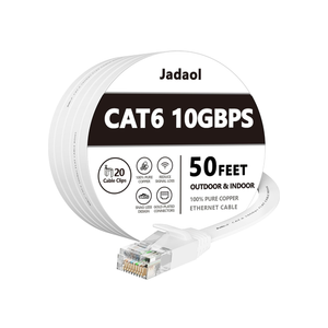Jadaol Cat 6 Ethernet Cable 50 ft, Outdoor & Indoor 10Gbps Support Cat8 Cat7 Network, Flat RJ45 Internet LAN Computer Patch Cable for Router, Modem, Switch, Gaming Consoles, Streaming Devices, White