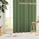 RYB HOME Sliding Glass Door Curtains 96 inches Long, Semi Sheer Thick Light Filtering Grommet Drapes for Bright Airy Privacy Space Living Room Dining Room, Olive Green, 2 Panels