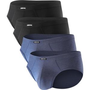 BAMBOO COOL Men's Tagless Briefs Coverd Waistband Comfort Soft Underwear with Contour Pouch Breathable Underpants, Multipacks (Black, XXL)