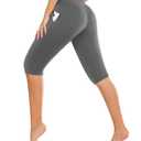 DHSO High Waisted Capri Leggings with Pockets for Women Knee Length Tummy Control Buttery Soft Yoga Pants for Workout Athletic Seniors Capris Grey Small-Medium (Gray, S)