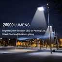 ledmo 200W LED Parking Lot Lights 5000K Street Shoebox Pole Lights Waterproof 26000LM Super Bright Dusk to Dawn Outdoor Commercial Area Flood Security Lighting Slip Fitter for Stadium Sport Garage