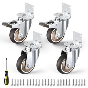 HOLKIE 3 Inch Caster Wheels Heavy Duty with Thickened L Shaped Plate,Swivel Side Mount Casters Set of 4 Supporting 660 LBS,Ideal Rubber Castor Wheels for Crib,TV Stand,Coffee Table,Book Shelf