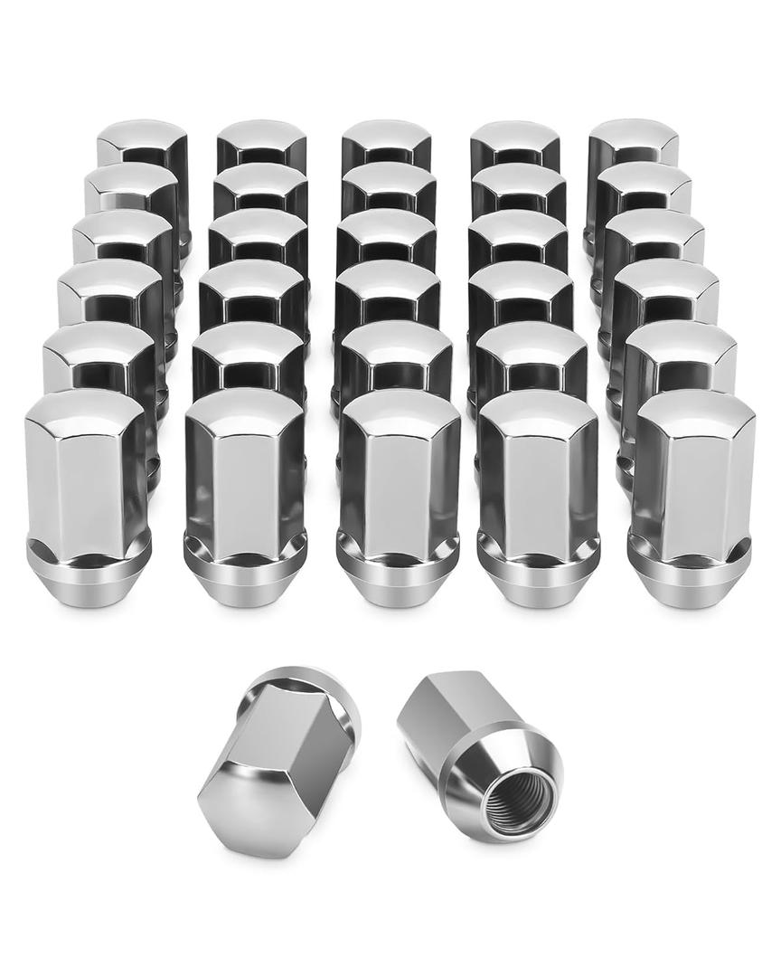 32pcs 14x1.5 OEM Lug Nuts Replacement 2008-2024 Chevy Silverado GMC Sierra 2500 3500, M14-1.5 One-Piece Design Chrome Large Acorn Seat Wheel LugNuts 1.75" Height 7/8" Hex GM Part No 611-236 9596070