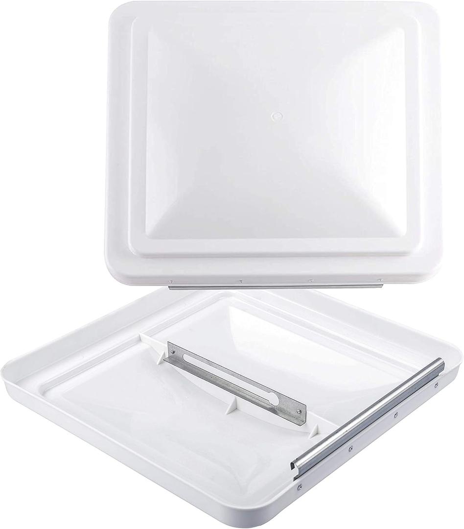 RVGUARD RV Roof Vent Cover 14 Inches, Universal Replacement Vent Lid White (2 Pack), Compatible with Ventline (pre 2008) & Elixir Vents (since 1994)