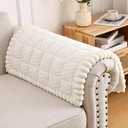 Smiry Non Slip Couch Armrest Covers for Dogs, Fuzzy Pet Couch Arm Covers for Sofa Pet Friendly, Soft Sofa Slipcovers Recliner Chair Arm Protector Washable (Beige, 27.6" x 27.6")