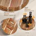 12" Acacia Wood Lazy Susan Turntable Organizer, Double Handle Cabinet Organizer with High Rim，Round Wooden Lazy Susan for Table Top Cabinet Pantry Countertop Cupboard Organization