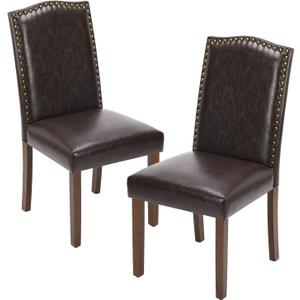 Yapamar Modern Armless Dining Chairs with Upholstered Fabric,Nailhead Trim and Wood Legs- Black