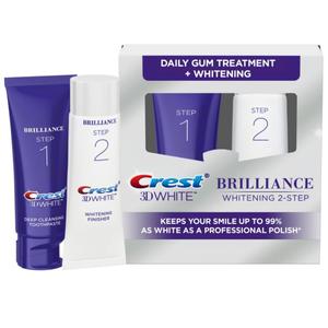 Crest 3D White Brilliance 2 Step Kit, Crest 3D White Toothpaste, Deep Clean Toothpaste (4oz) + Teeth Whitening Gel (2.3oz) (2.3 Ounce (Pack of 1))