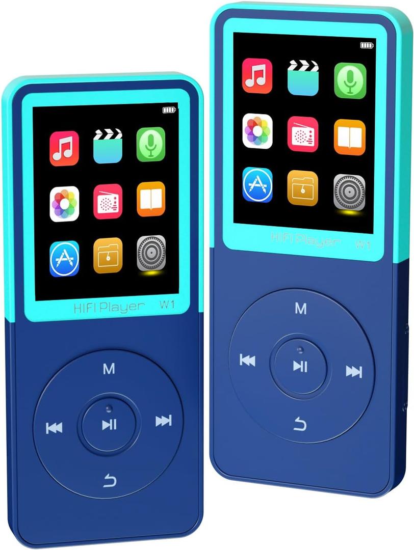 Mp3 Player with Bluetooth,Classic Portable Mp3 & Mp4 Players,HiFi Sound Music Player with SD Card Slot/Photo Viewe/Video Play/FM Radio/Recorder/E-Book for Kids,Long Battery Life Blue 64GB