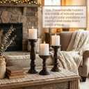 Farmhouse Wooden Candle Holders for Pillar Candles Set of 3, Rustic Wood Candle Holder Table Centerpiece Decor, 12'' 9'' 6'' Vintage Tall Candle Stand Decorative, Dark Brown