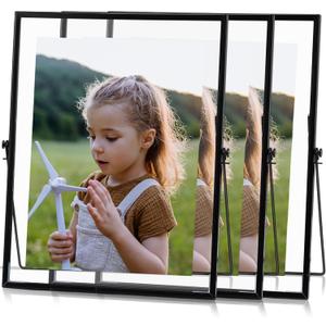 Amyhill 3 Set Black Floating Picture Frame 10x12 Inch for Picture Sizes 8x10, 5x7, 6x8, Vertical Tabletop Display Metal Floating Frame Classy Gift for Wedding Birthday Christmas Home Office Decor