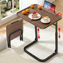 MLZLLL Heavy Duty C-Shaped End Table, Raised Edge Snack Table, Height & Tilt Adjustable TV Tray Table, Easy to Install, TV Dinner Tray Table for Couch, Bed, Work & Eating, Foldable & Easy Storage