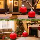 Thyle 2 Pcs Outdoor Christmas Ball Decorations with Wreath Giant 8'' Extra Large PVC Hanging Christmas Ornaments Plastic Garden Decorations with Hanging Loop for Upstairs Xmas Indoor Decors