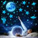 1078 PCS Glow in The Dark Stars for Ceiling Solar System Galaxy Nursery Wall Stickers Rocket Astronaut Kids Boys Room Decorations Bedroom (Blue Planet)