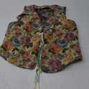 Verdusa Women's Vintage Floral Print Bow Tie Cowgirl Vest V Neck Sleeveless Jacket Outerwear, Size M