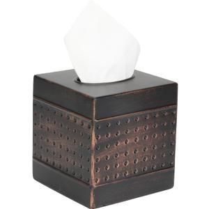 MOCHTERO Decorative Tissue Box Cover,Hand Hammered Design, Square Metal Tissue Holder,for Bathrooms, Bedroom, Dinner Table, Office.Antique Bronze Color