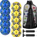 Libima 13 Pcs Soccer Ball Bulk 10 Pcs Official Soccer Ball with 2 Pump and Carry Bag Indoor Outdoor Training Game Sport Gift for Youth Adult Back to School (Size5, Blue, Yellow)