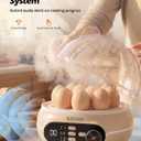 SUSTEAS Rapid Egg Cooker Electric 9 Eggs Capacity, Soft, Medium, Hard Boiled Egg Cooker Simultaneously, Egg Poacher, Kitchen Egg Steamer, Auto Shut-Off, Smart Voice Prompts, Timer Function, Beige