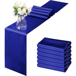 Horbaunal 6 Pack Satin Runners 12 x 72 Inch Bright Silky Smooth Satin Table Runners for Birthday Wedding Party Banquets, Royal Blue