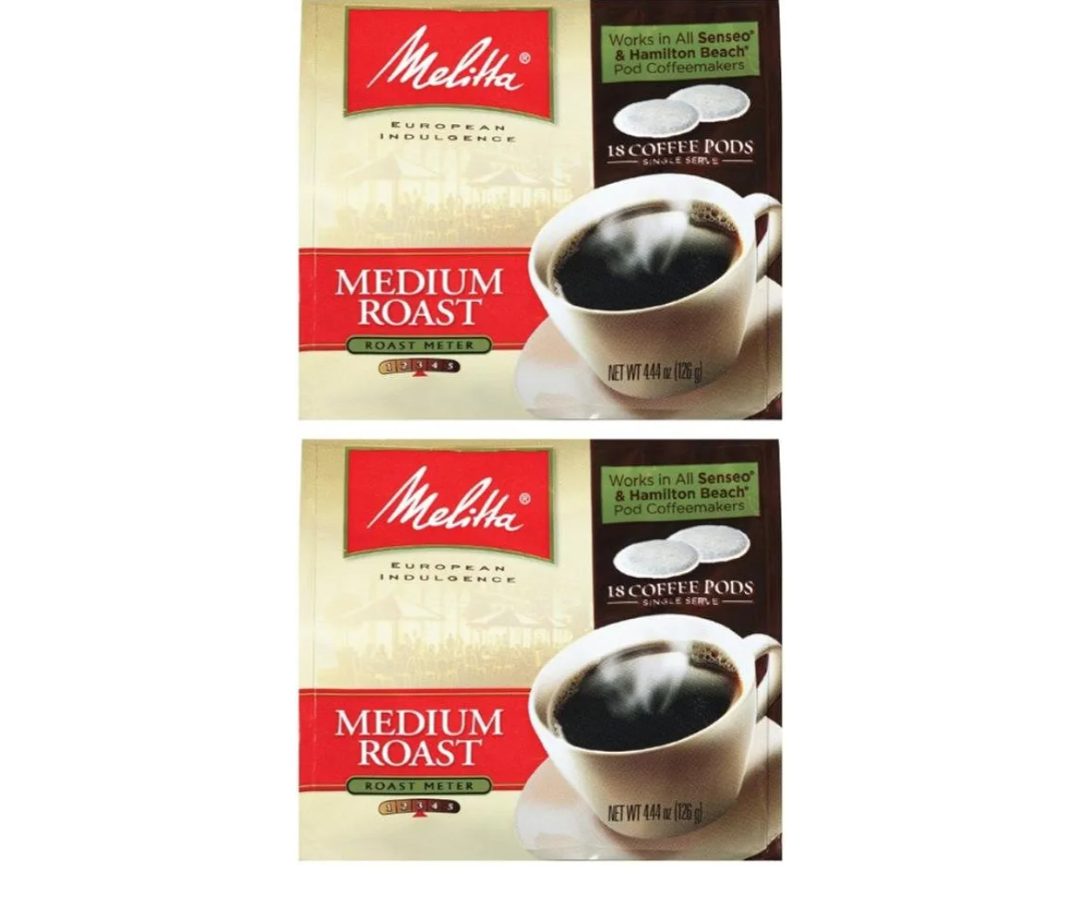 Melitta Medium Roast Soft Coffee Pods 18 Count Bag (Pack of 2), Best By: 06-12-25