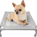 Pozico Elevated Pet Bed with Breathable Mesh for Small Cat and Dog, Raised Cooling Pet Cot for Puppy and Kitty, 18.9x18.9 inch (Gray Bed)