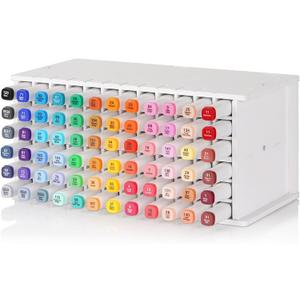 Loghot Marker Storage Organizer Marker Holder 72 Slots Marker Organizer for Desk with Removable Divider Art Marker Rack to Storage Markers Pens Colored Pencils Art Supply (White 72 holes)