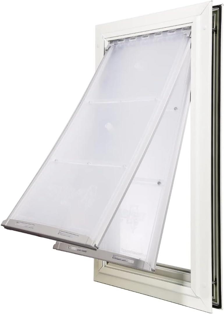 Endura Flap Double Flap Pet Door for Door Installations | Stylish for Interior & Exterior Doors | Durable Aluminum Frame & Weatherproof Dual-Layer Flap | White, Large, Double Flap