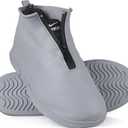 Waterproof Shoe Covers Slip-Resistant Overshoes Newly Upgraded and Latest Model for Men Women, Reusable Rain Boots for Outdoor, Cycling, Hiking, Work, Grey, M, Women 6-7.5, Men 5-6.5