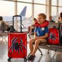 Sanwuta Luggage Sets, 4 Pack, 16 Inch Carry on Rolling Suitcase Backpack Neck Pillow Travel Set Gift for Kids Boys Girls(Spider)