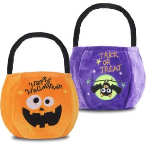 YIVEKO 2 Pieces Halloween Trick or Treat Bags for Kids Candy Gags Large Reusable Pumpkin Bags Tote Canvas Bag for Trick or Treating Party Favor Bags for Halloween