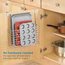 iDesign Classico Metal Over the Cabinet Kitchen Bakeware Organizer Basket for Cutting Boards, Baking Sheets, Pans, 13.73" x 5.18" x 14.2" - Chrome