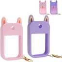 2 Sets Hand Sanitizer Spray Silicone Case Compatible with Touchland 1 FL. OZ./30 mL, Cute Ears Design Hand Sanitizer Mist Accessory with Keychain (Pink, Purple)