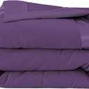 COMFLIVE Down Alternative Blanket, Queen Size with Satin Trim, Lightweight Blanket for All Seasons - Winter Summer Comfort Soft (Purple, Full/Queen)