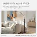 Adesso Bronze Arc Floor Lamp with a Rattan Shade – Modern, Coastal Overhead Accent Light for Bedroom, Living Room, or Home Office, 80” Tall