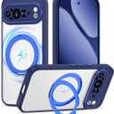 Compatible with Google Pixel 10 Pro XL Case with 360 Magnetic Ring Stand [Compatible with Mag-Safe ] Shockproof Translucent Phone Case for Google Pixel 10 Pro XL 6.8'',Blue