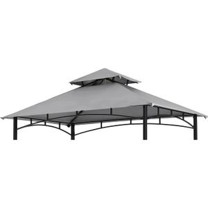 COOSHADE Grill Gazebo Replacement Canopy Roof Outdoor Double Tiered Barbecue Gazebo Top Cover Fit for Model L-GG001PST-F (Grey)