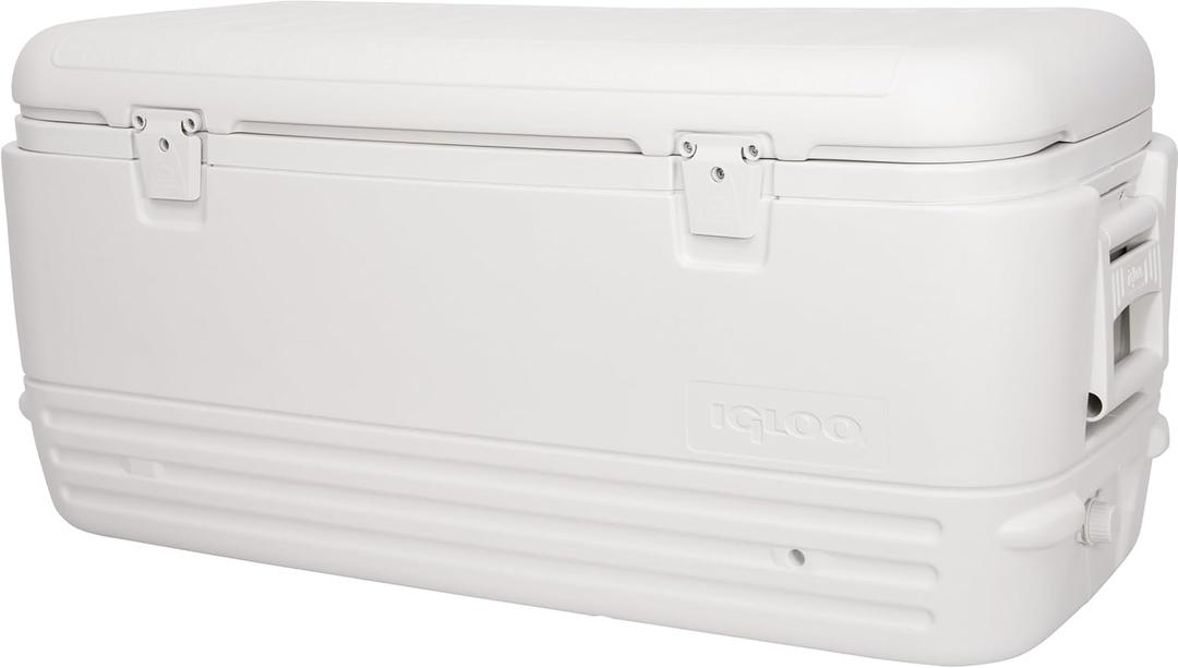 Igloo Hard Cooler | Polar & Party Bar Series | Insulated Ice Chests (Polar White 120 Qt)