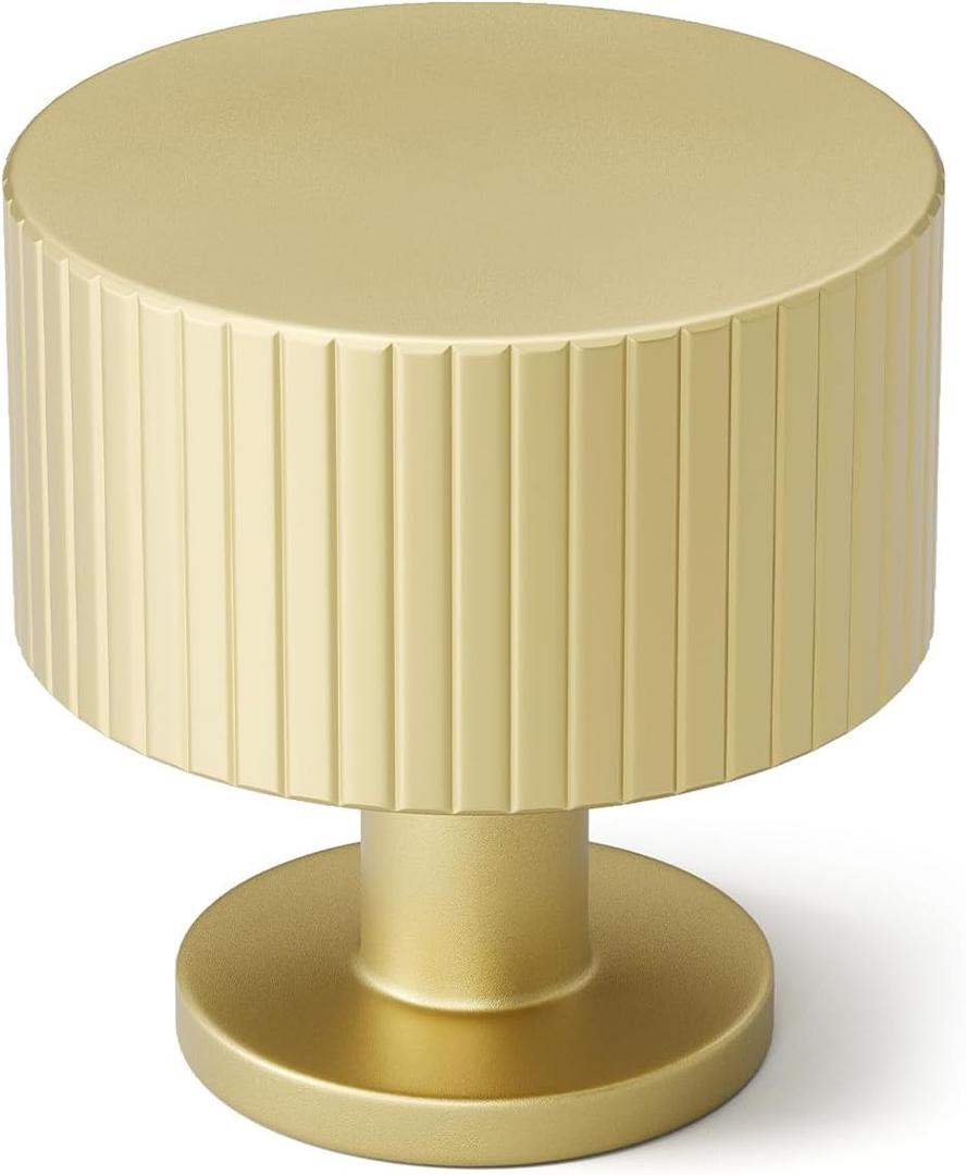 homdiy 10 Pack Gold Cabinet Knobs 1 Inch Round Brushed Brass Drawer Knobs Gold Dresser Kitchen Cabinet Hardware Zinc (Single hole knob)